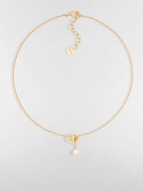 Dior CD NAVY NECKLACE Gold-Finish Metal n White Resin Pearl New in bag! GWP